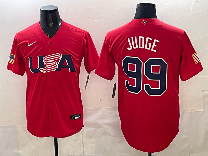 Men 2026 World Cub USA #99 Judge red Nike MLB Jersey 007